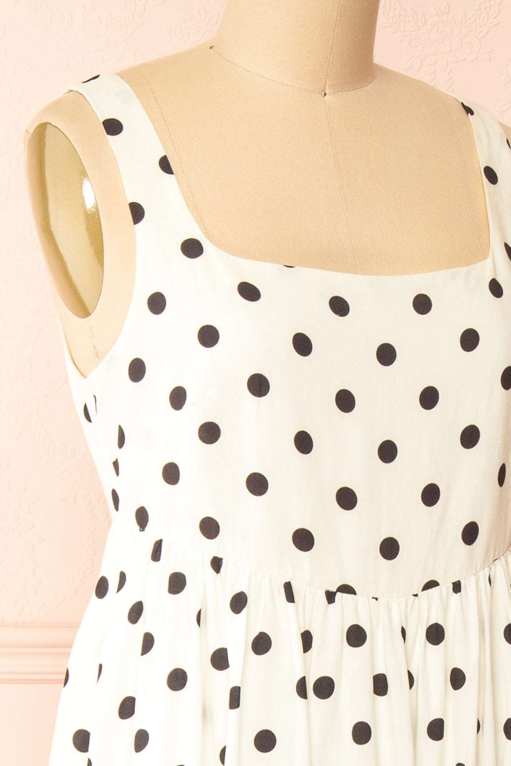 Onomati White Maxi Dress w/ Black Polka Dots | Boutique 1861 side
