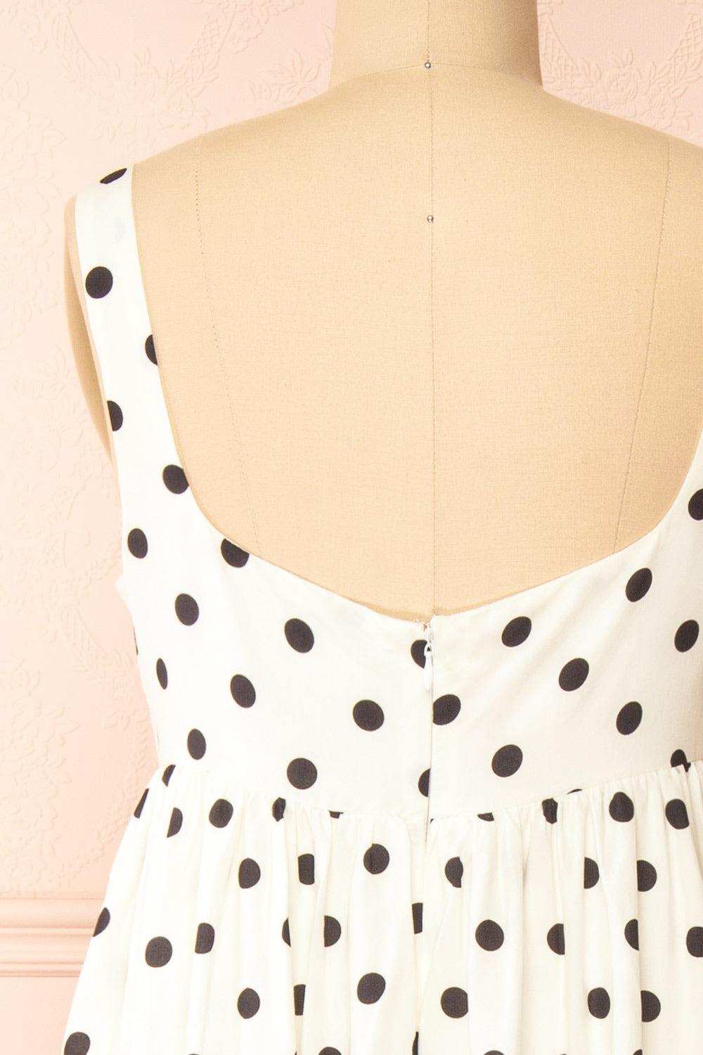Onomati White Maxi Dress w/ Black Polka Dots | Boutique 1861 back