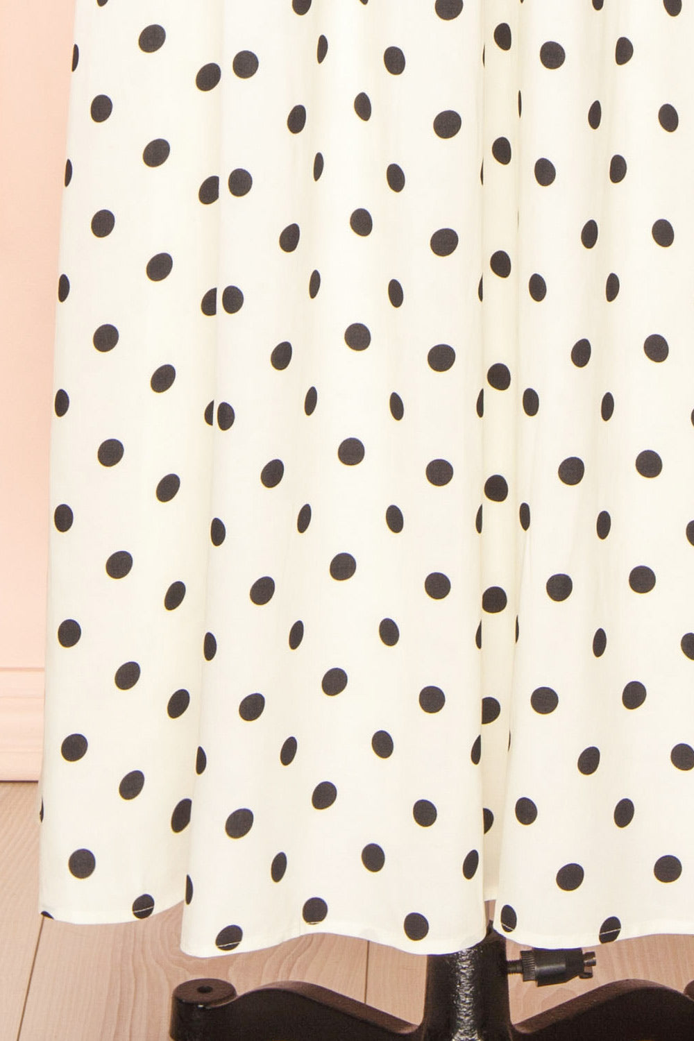 Onomati White Maxi Dress w/ Black Polka Dots | Boutique 1861 bottom