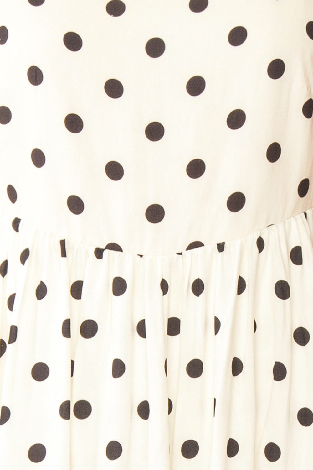 Onomati White Maxi Dress w/ Black Polka Dots | Boutique 1861 fabric