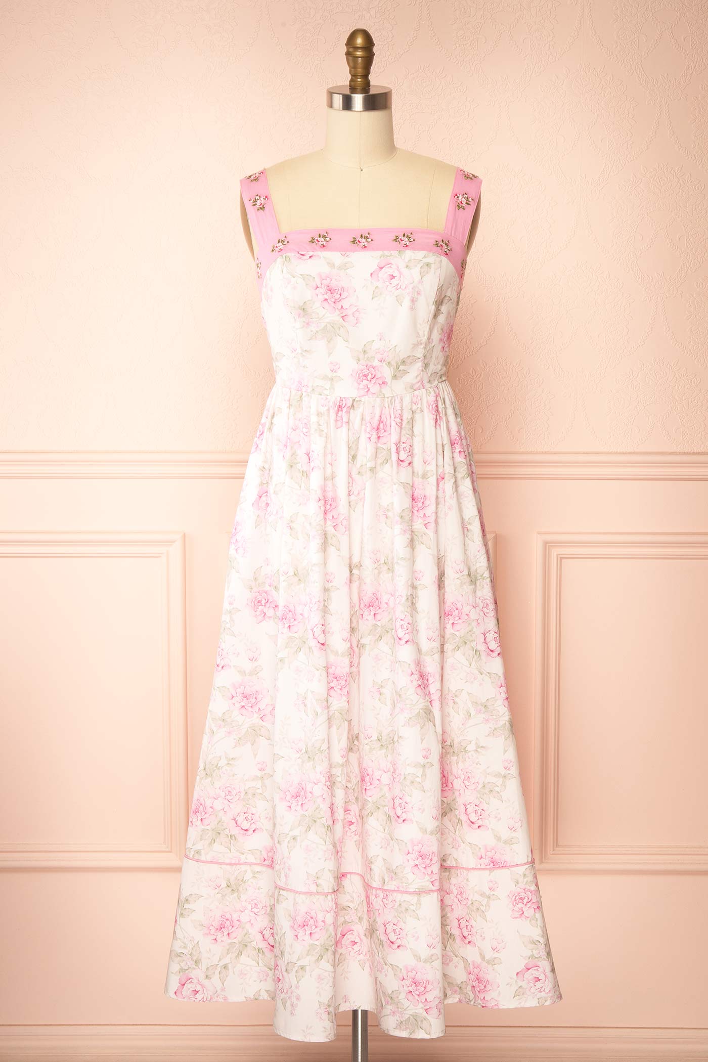 Opaline Rose | Robe Maxi Floral avec Poches