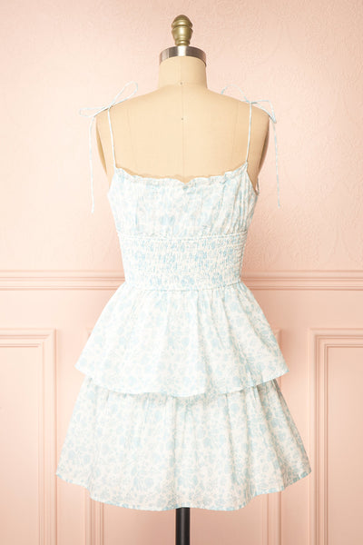 Operetta White Short Dress w/ Floral Pattern | Boutique 1861 back view