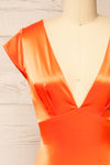 Orabelle Fitted Orange Satin Dress | Boutique 1861 side