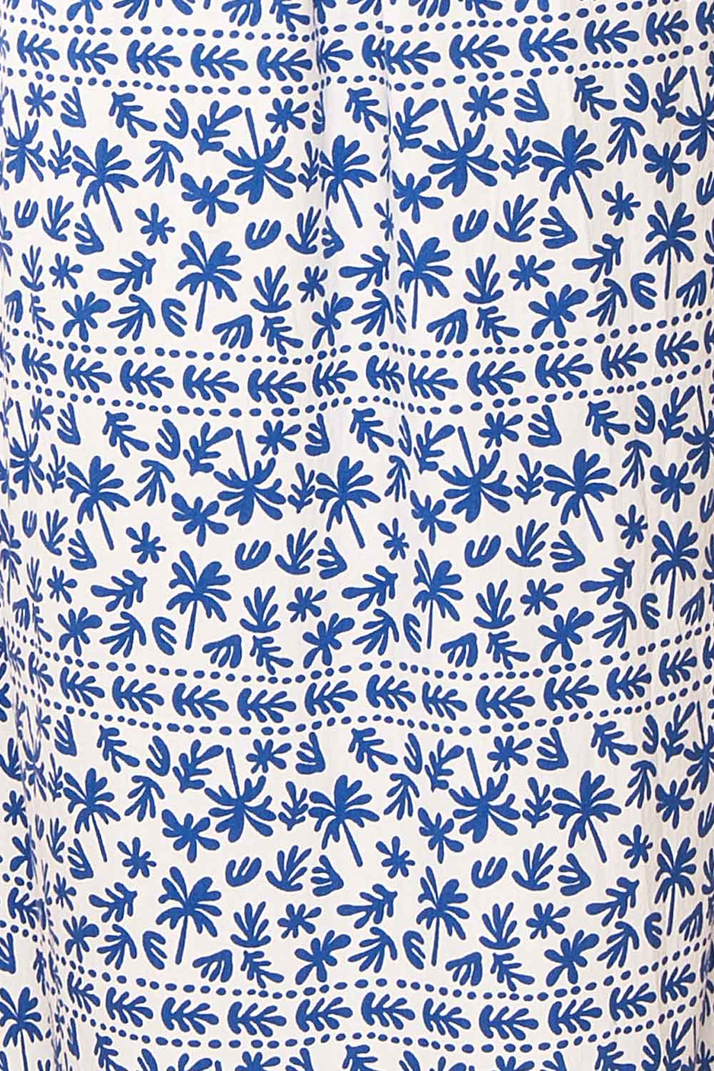 Orbis Midi Patterned Blue Dress w/ Ruched Bust | Boutique 1861 fabric 