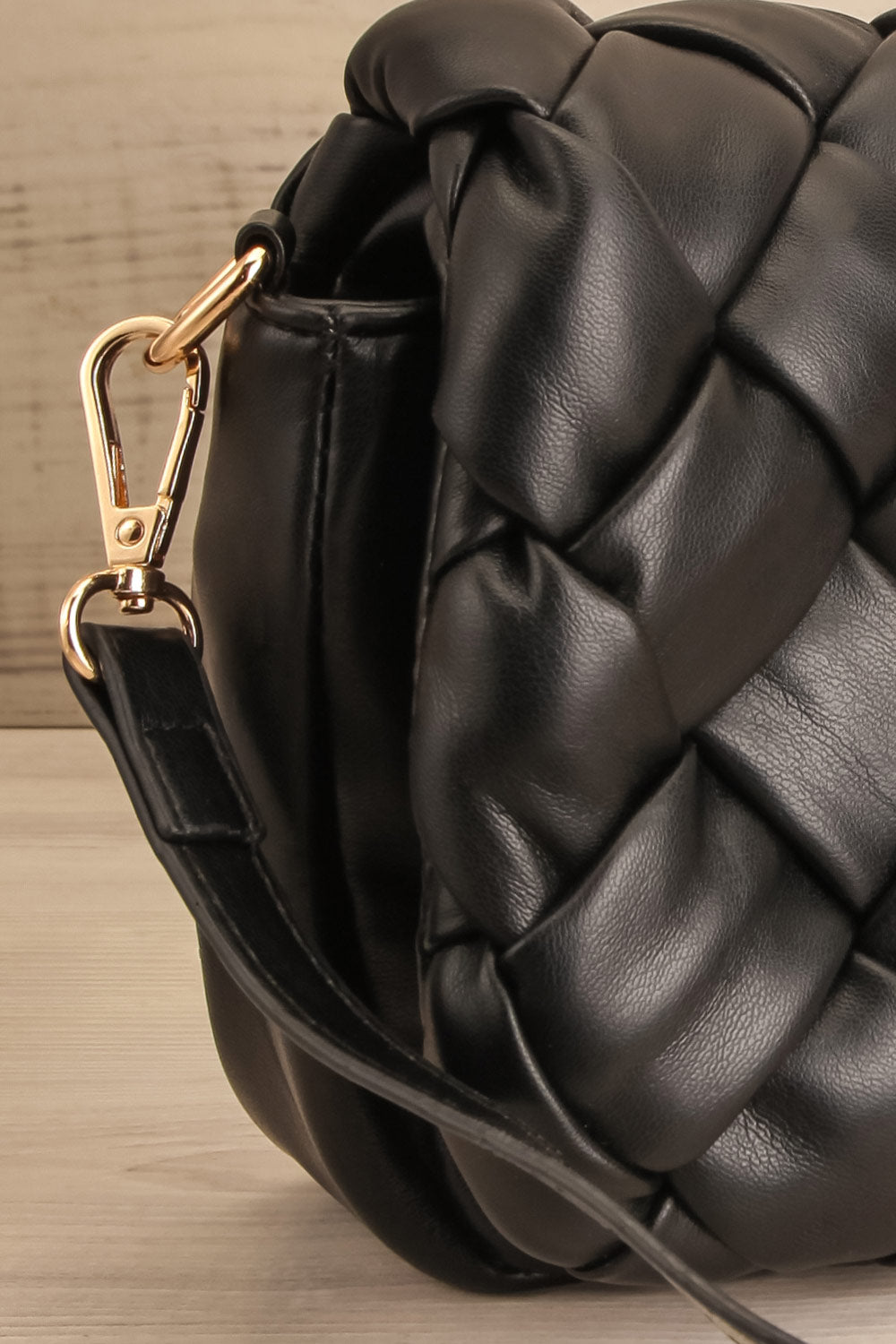 Orense Black Braided Crossbody Bag | La petite garçonne side close-up