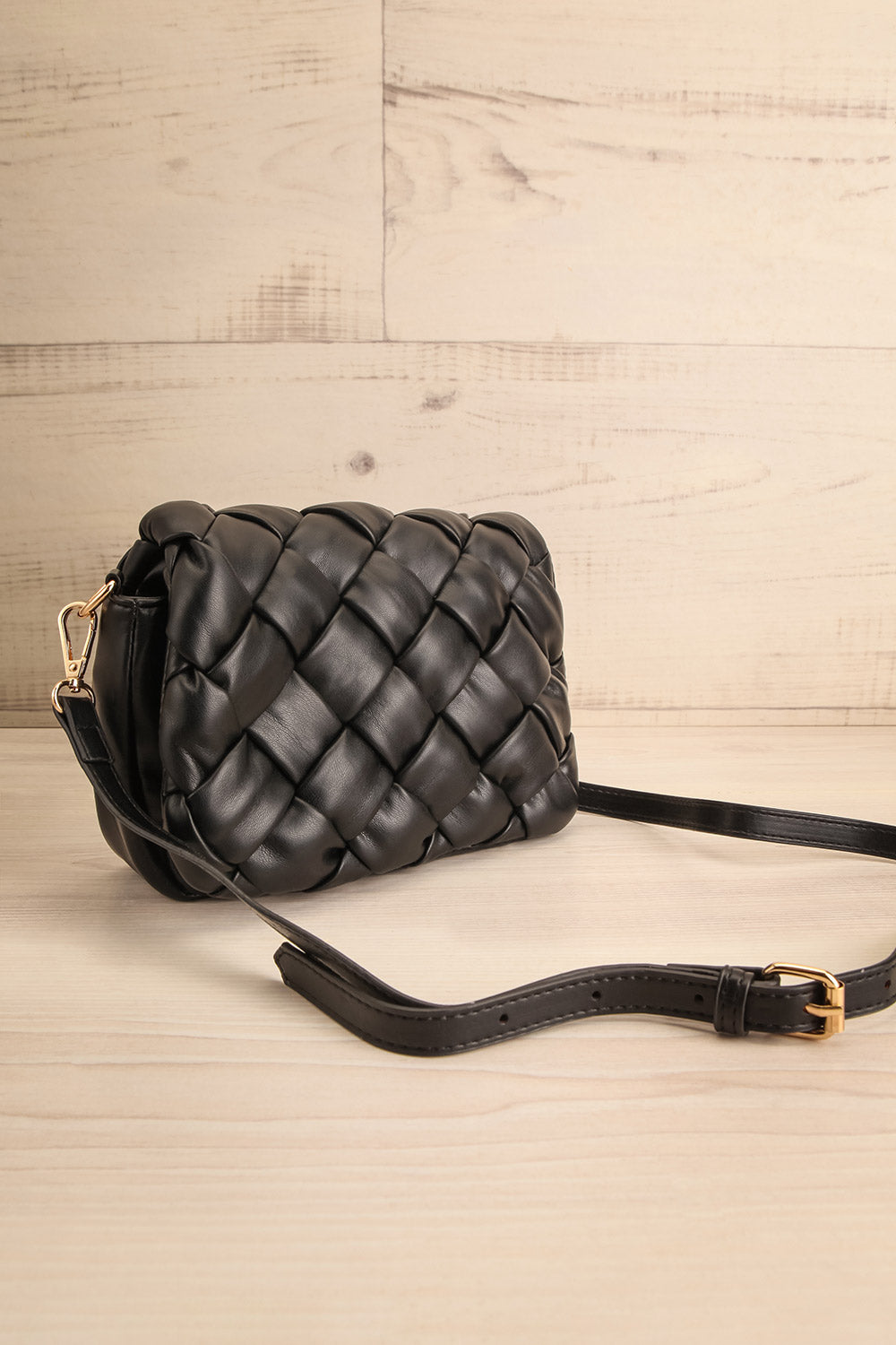 Orense Black Braided Crossbody Bag | La petite garçonne side view