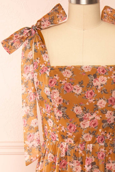 Orilee Floral A-Line Midi Dress | Boutique 1861 front close-up