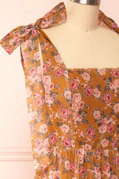 Orilee Floral A-Line Midi Dress | Boutique 1861 side close-up