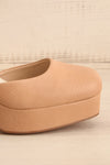 Oslaux Beige High-Heeled Platform Shoes | La petite garçonne side front close-up