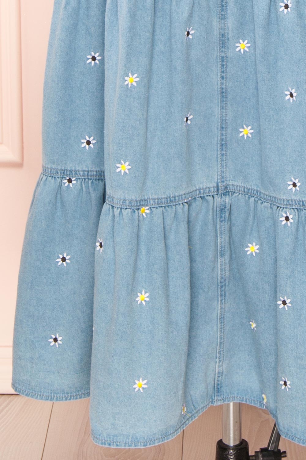 Ostap Denim Midi Skirt w/ Floral Embroidery | Boutique 1861 bottom 