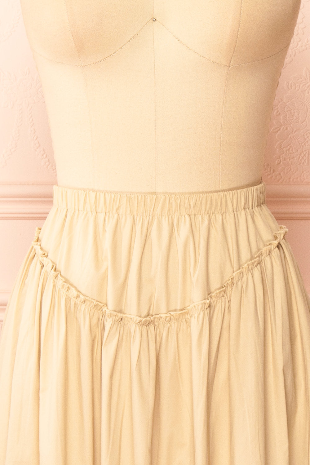Ousmanne Beige Popeline Maxi Skirt w/ Elastic Waist | Boutique 1861 front