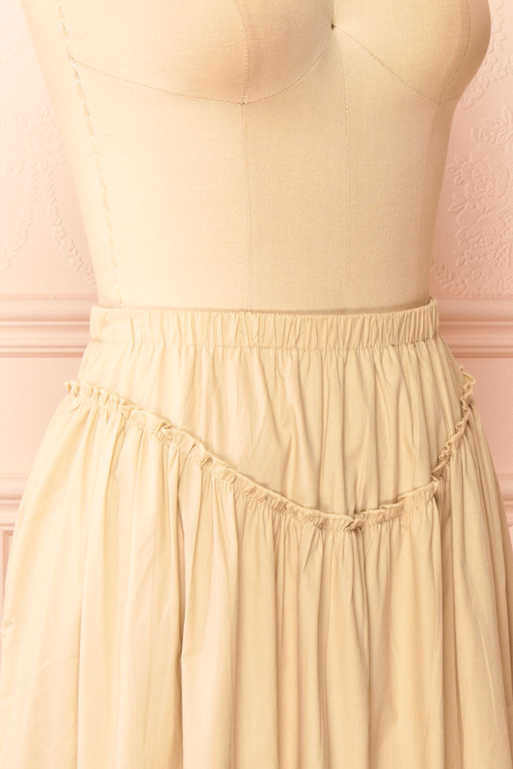 Ousmanne Beige Popeline Maxi Skirt w/ Elastic Waist | Boutique 1861 side