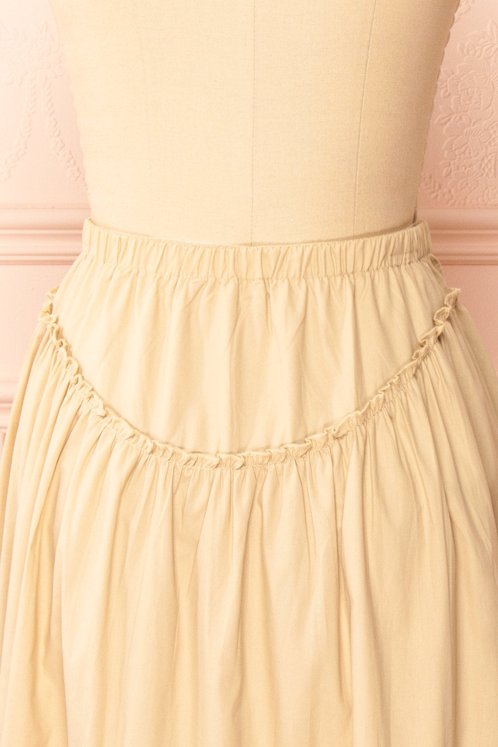 Ousmanne Beige Popeline Maxi Skirt w/ Elastic Waist | Boutique 1861 back