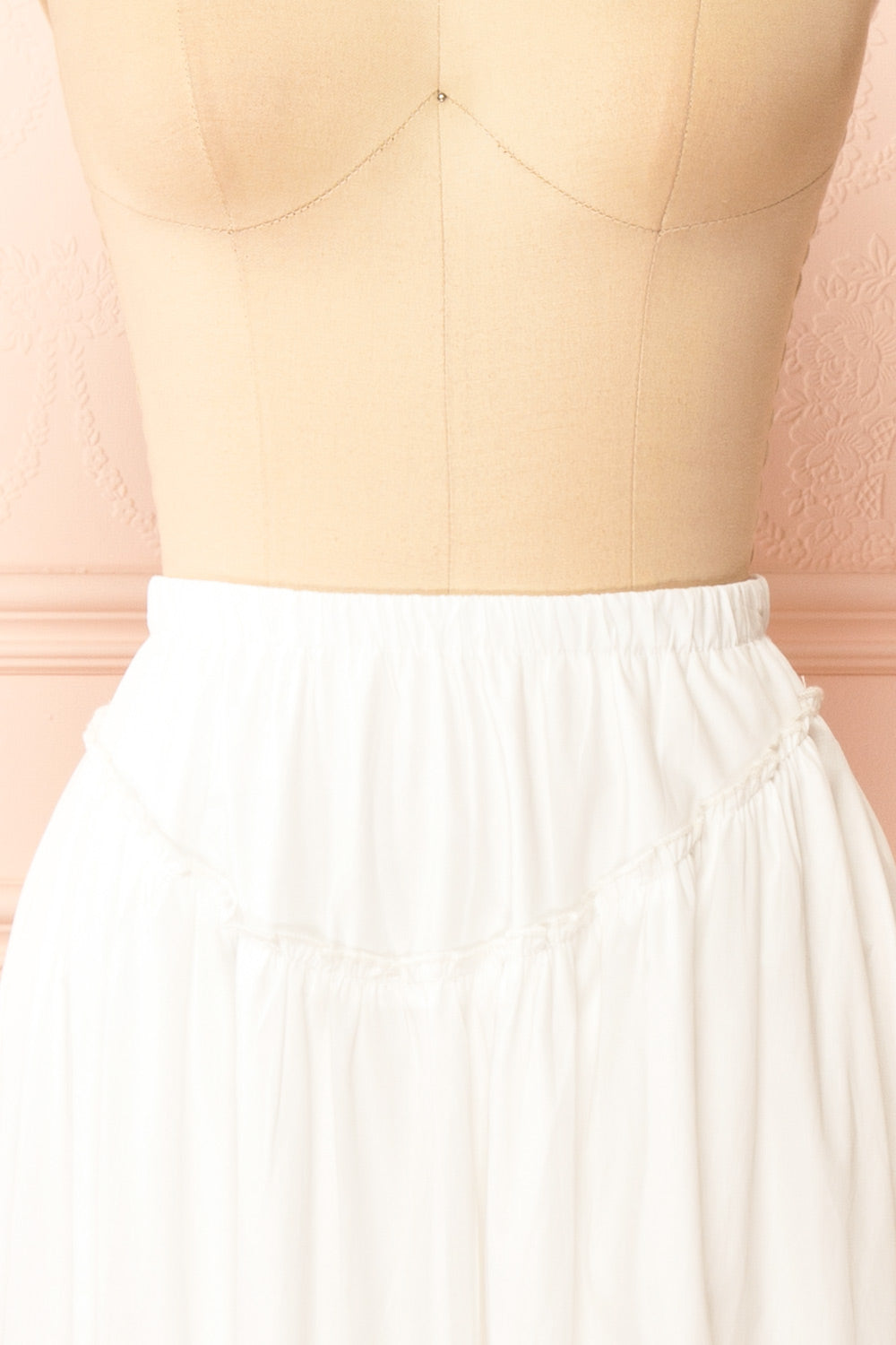 Ousmanne White Popeline Maxi Skirt w/ Elastic Waist | Boutique 1861 front