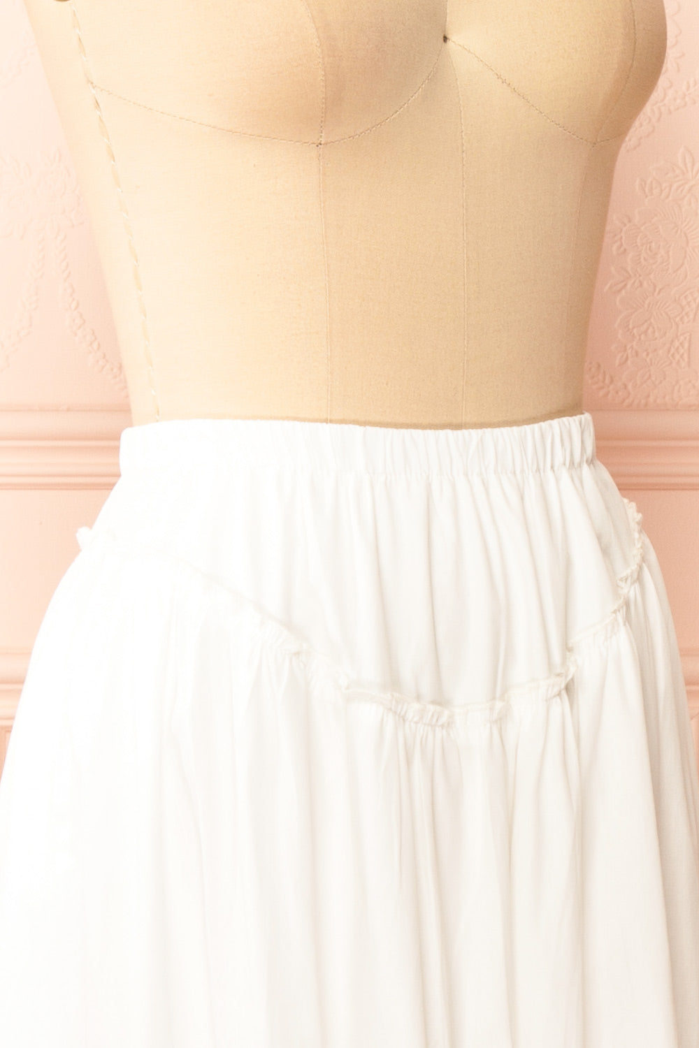 Ousmanne White Popeline Maxi Skirt w/ Elastic Waist | Boutique 1861 side