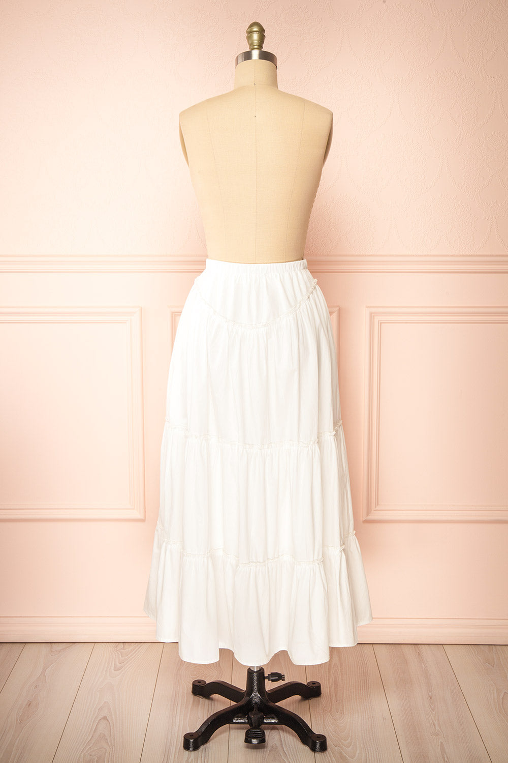 Ousmanne White Popeline Maxi Skirt w/ Elastic Waist | Boutique 1861 back view