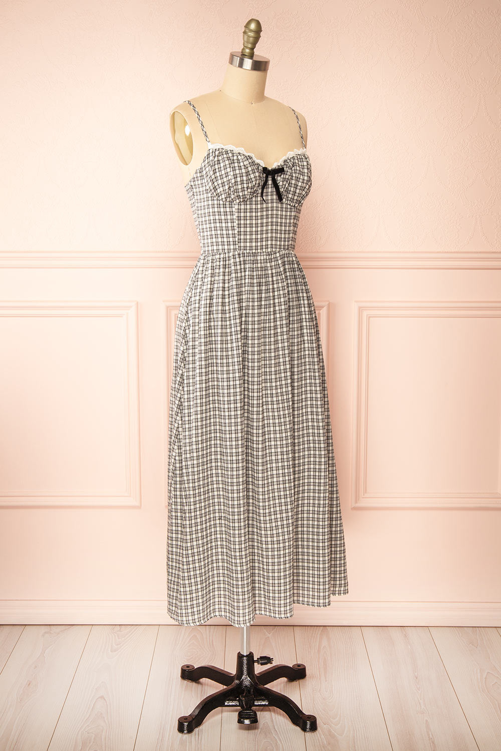 Ovila Long Plaid Dress w/ Bow | Boutique 1861 side view