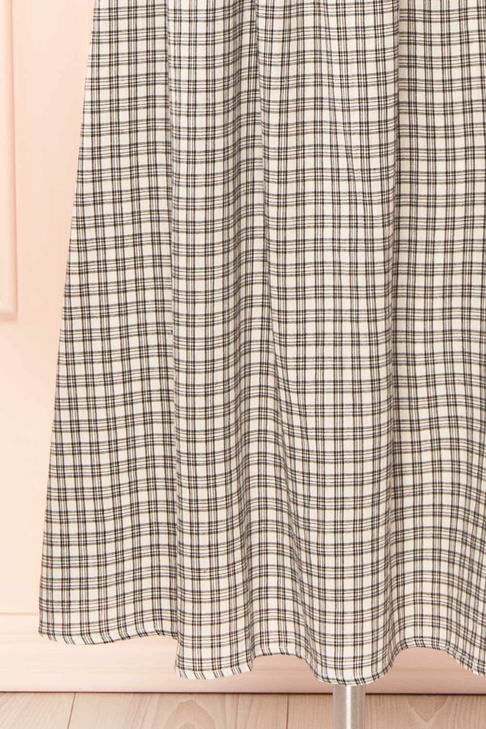 Ovila Long Plaid Dress w/ Bow | Boutique 1861 bottom close-up