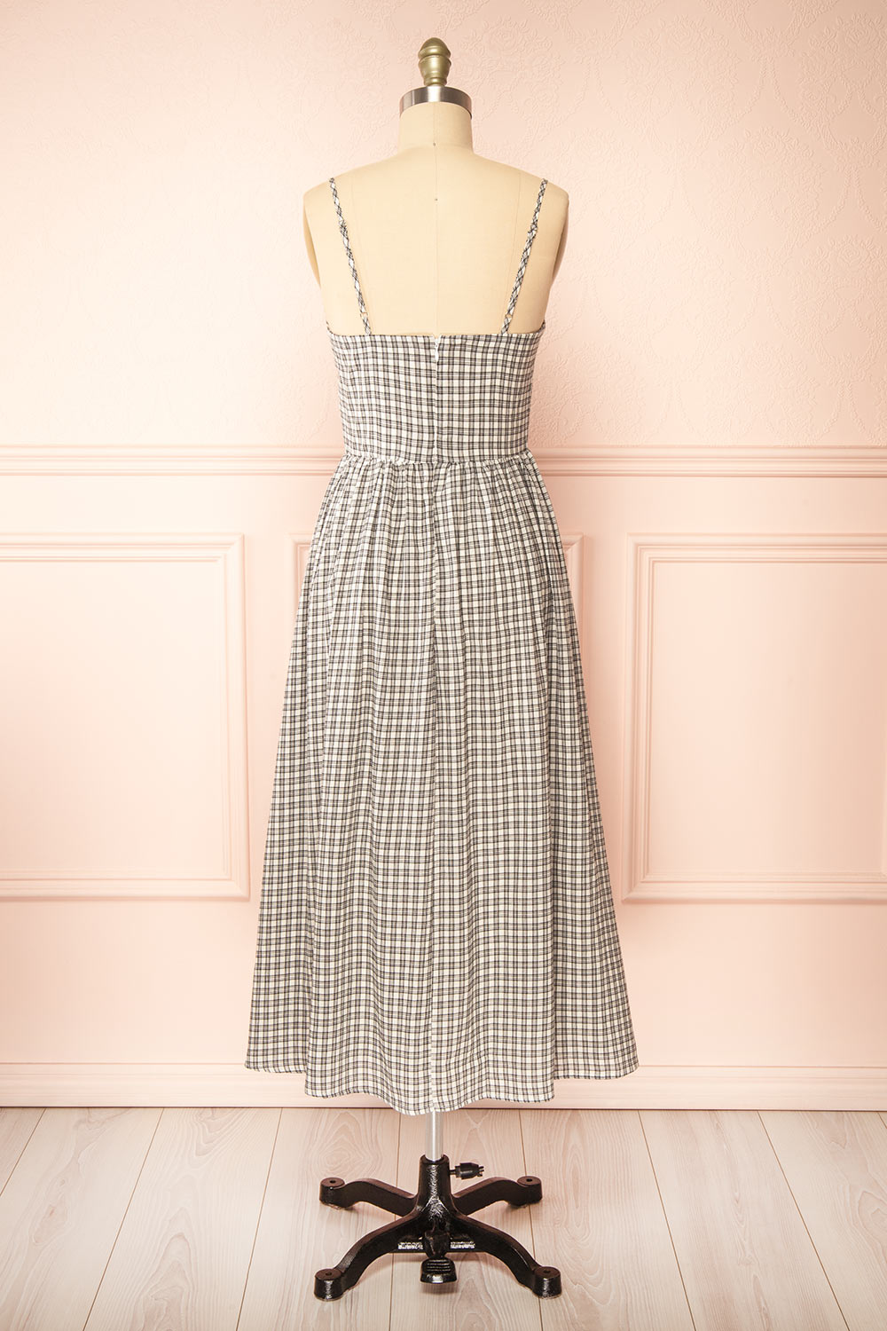 Ovila Long Plaid Dress w/ Bow | Boutique 1861 back view