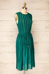 Padstow Green Sleeveless Pleated Midi Dress | La petite garçonne side view