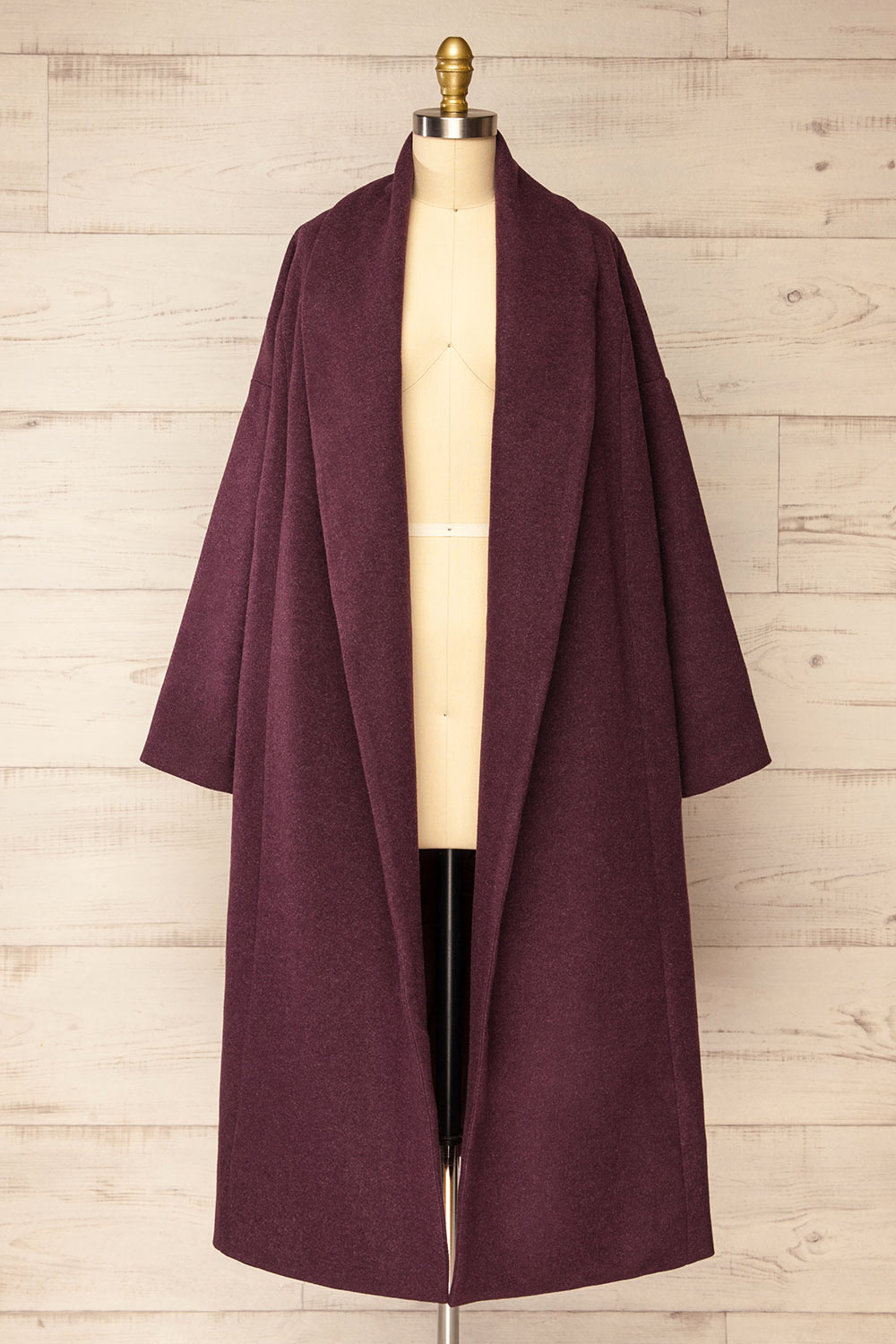 Padua Burgundy Felt Coat w/ Belt | La petite garçonne open view