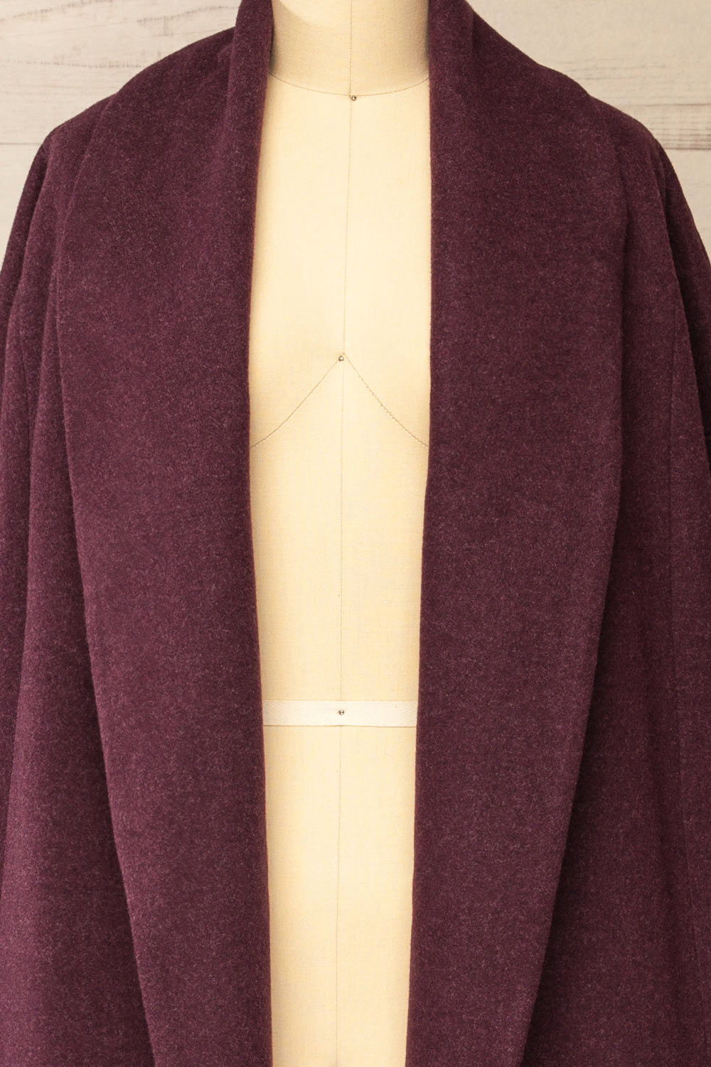 Padua Burgundy Felt Coat w/ Belt | La petite garçonne open