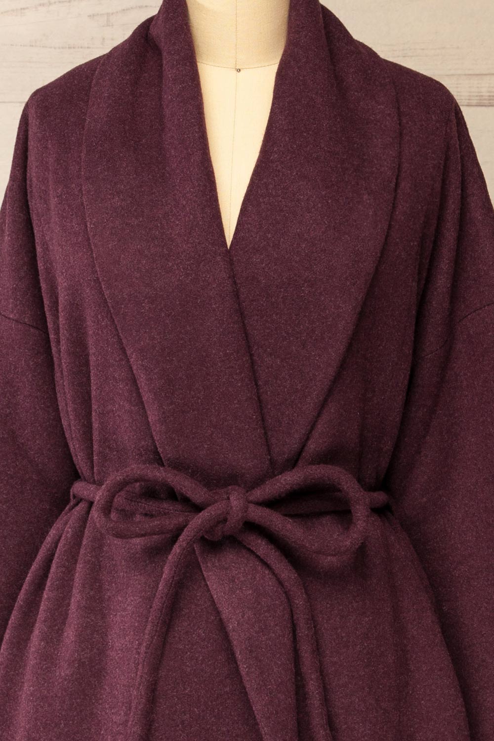 Padua Burgundy Felt Coat w/ Belt | La petite garçonne front