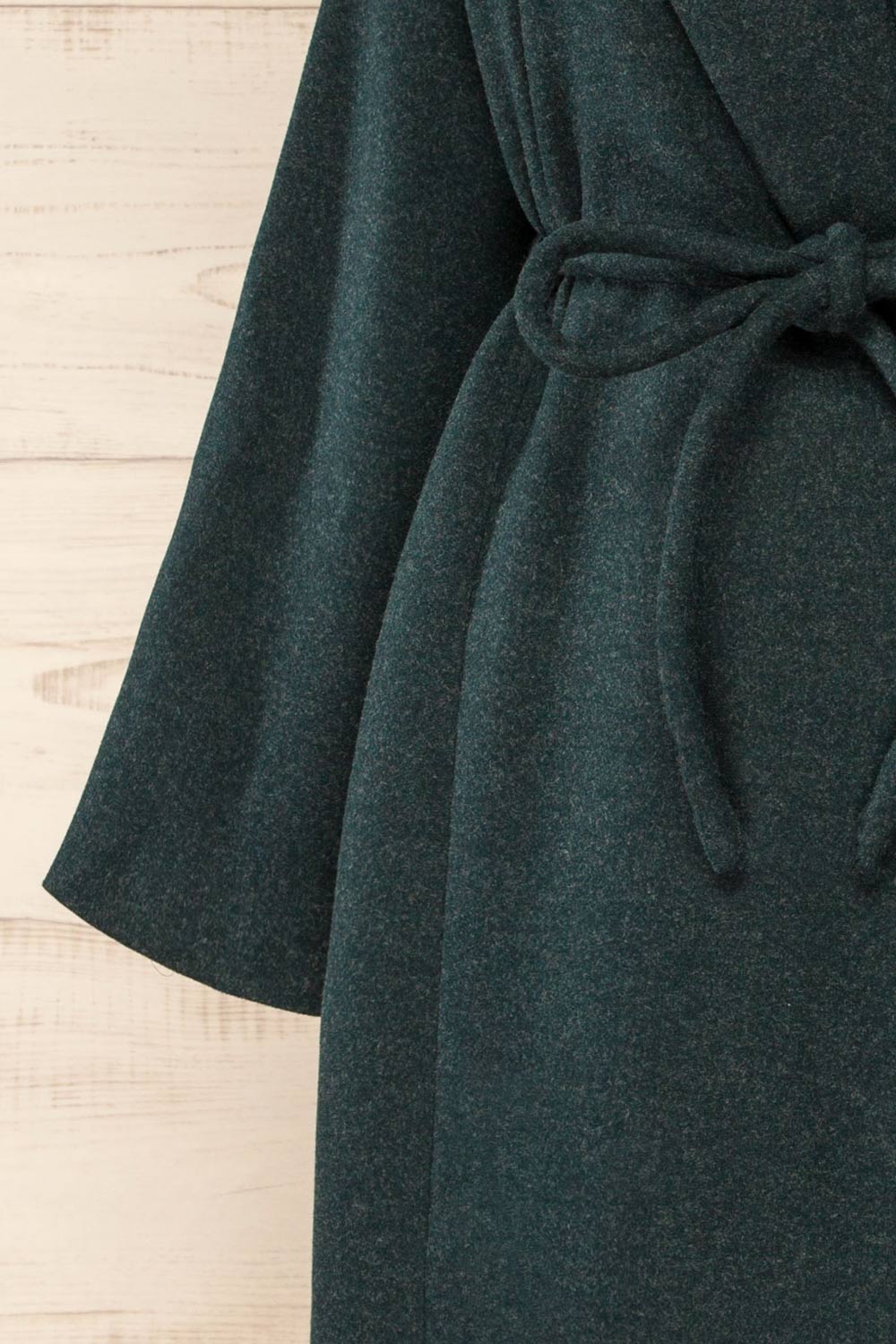 Padua Green Felt Coat w/ Belt | La petite garçonne sleeve