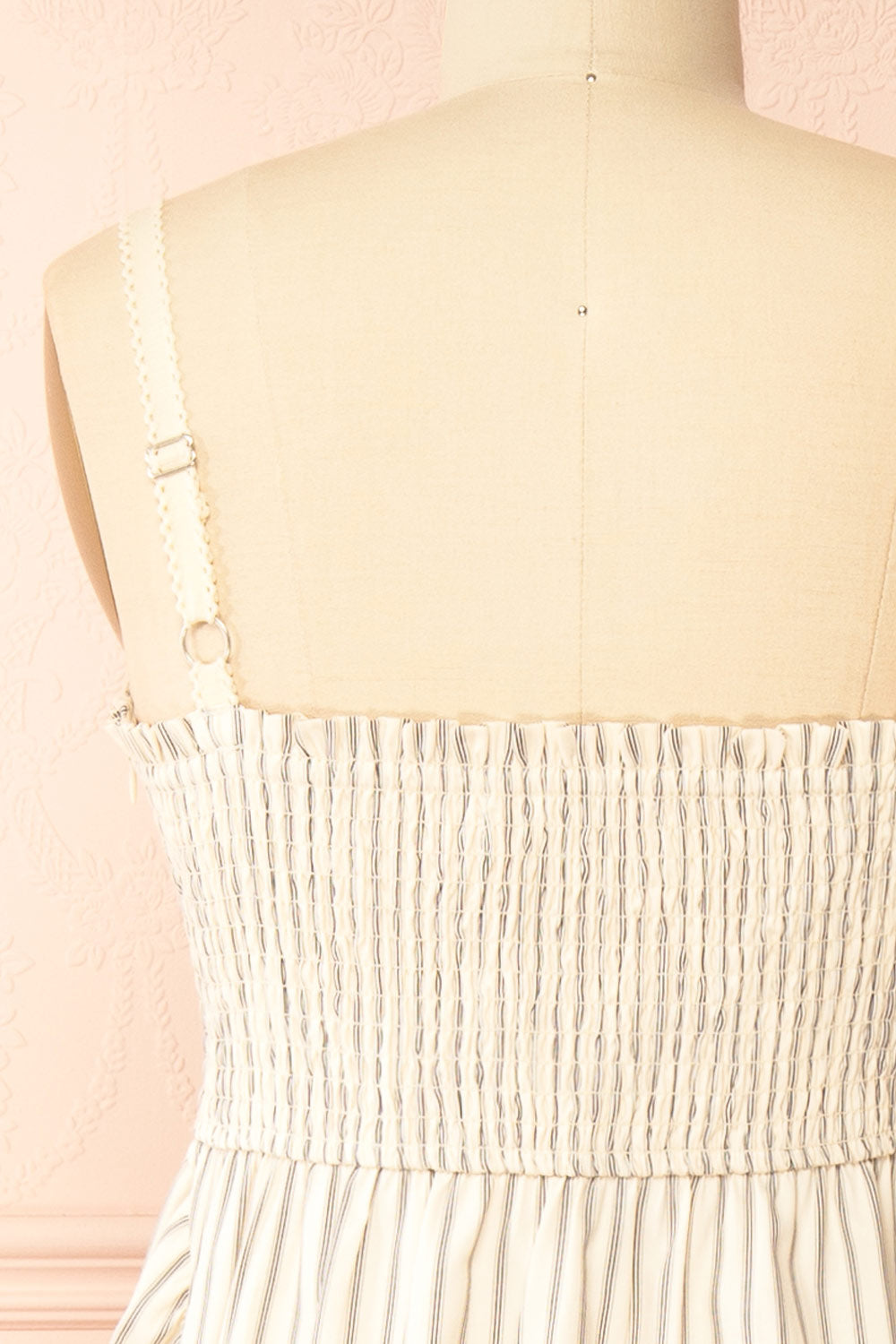 Palashi Ivory Striped Sleeveless Midi Dress with Pockets | Boutique 1861 back