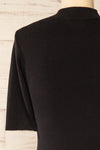 Palermo Black Short Sleeve Mock Neck Top | La petite garçonne back close-up