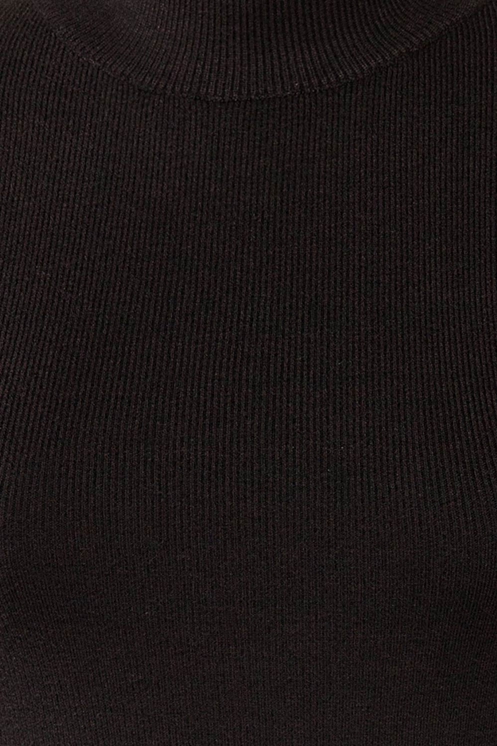 Palermo Black Short Sleeve Mock Neck Top | La petite garçonne fabric 