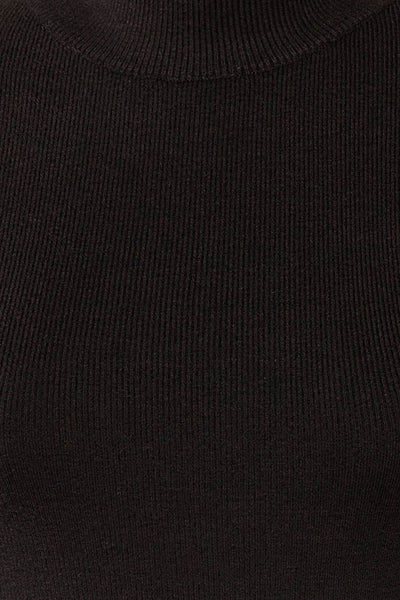 Palermo Black Short Sleeve Mock Neck Top | La petite garçonne fabric