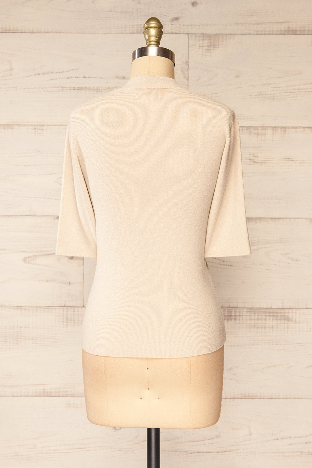 Palermo Ivory Short Sleeve Mock Neck Top | La petite garçonne back view