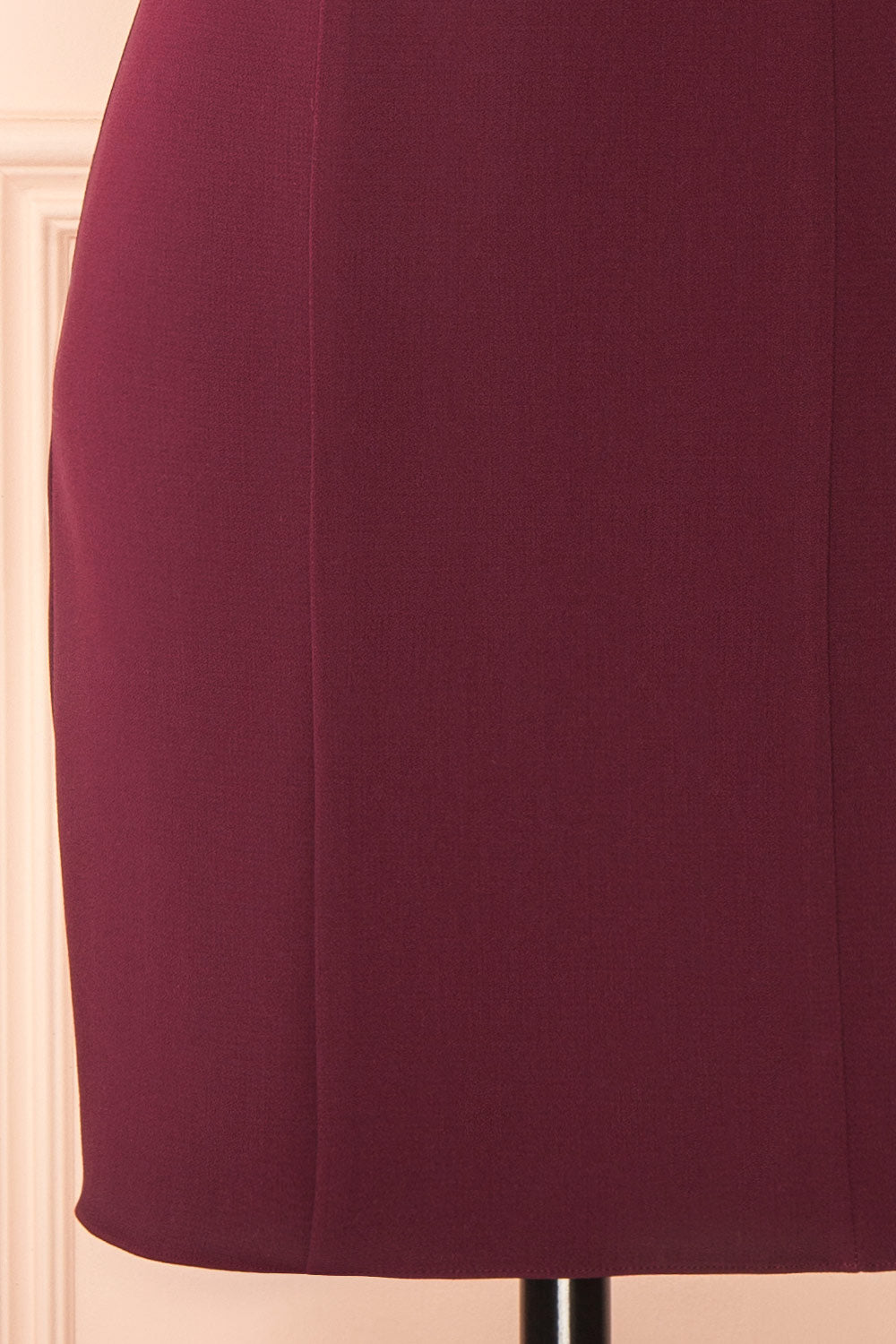 Palora Burgundy Short Dress with Ruffled Straps by Arti Gogna | Boutique 1861 bottom 