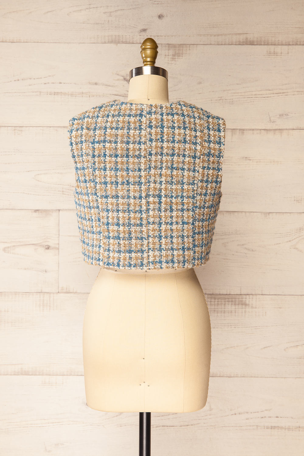 Panauti Tweed Sleeveless Top with Golden Buttons | La petite garçonne back view