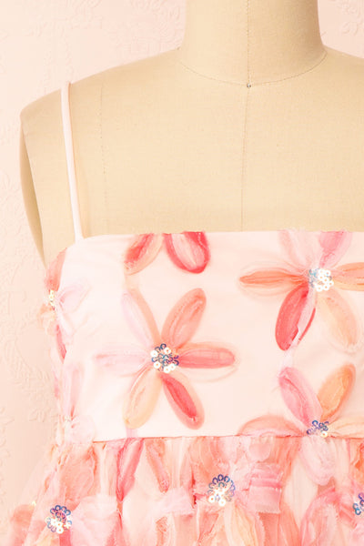 Paolina Short Pink Floral Babydoll Dress | Boutique 1861 front