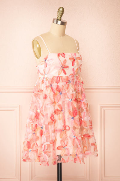Paolina Short Pink Floral Babydoll Dress | Boutique 1861 side view