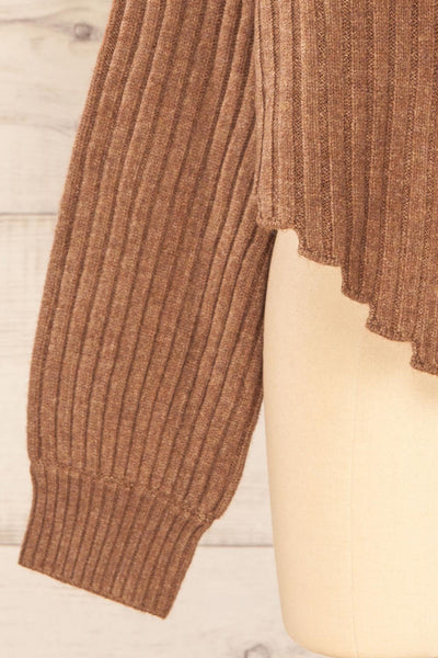 Paramaribo Brown Asymmetrical Knit Sweater | La petite garçonne sleeve