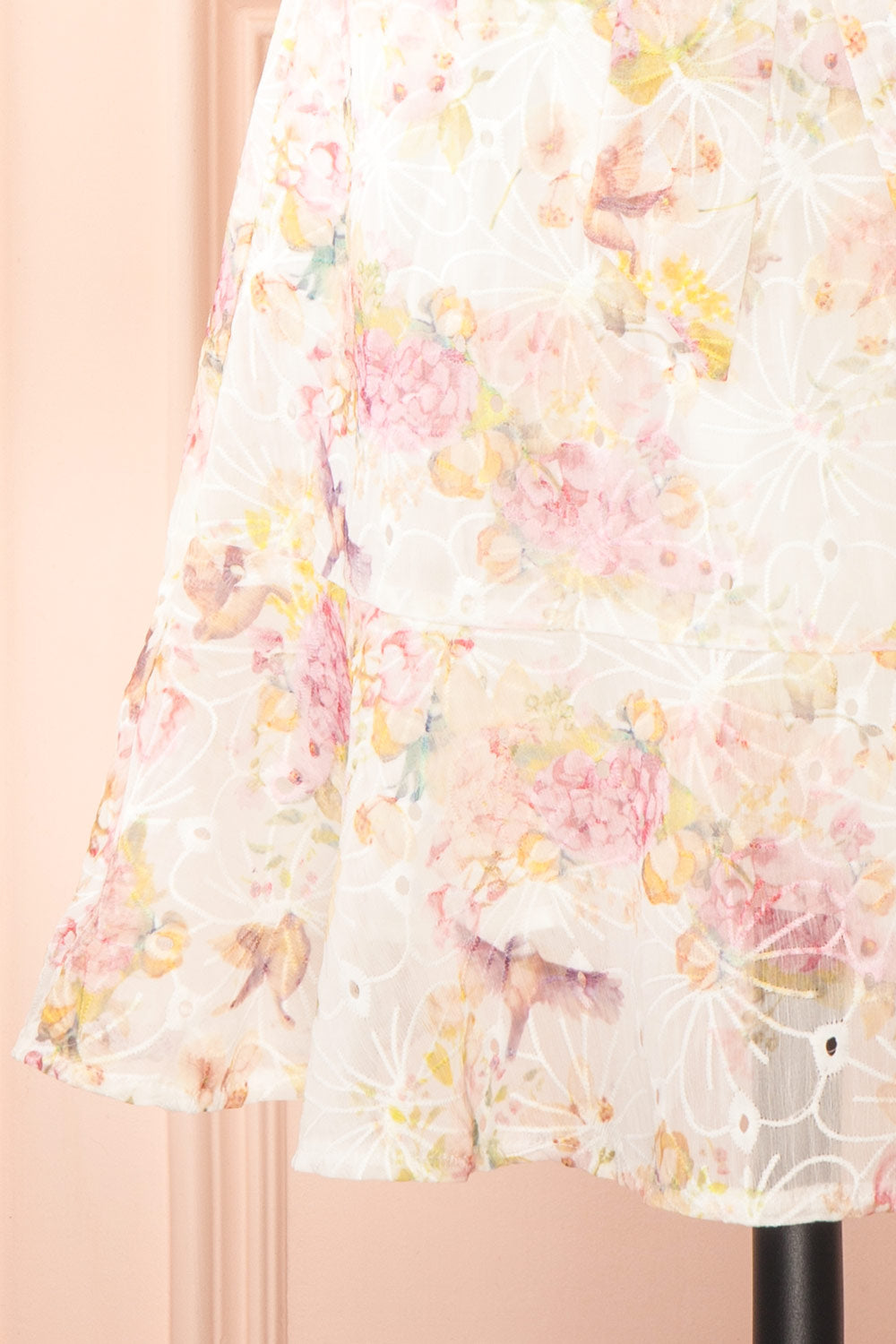 Paratina Short Openwork Floral Dress | Boutique 1861  bottom
