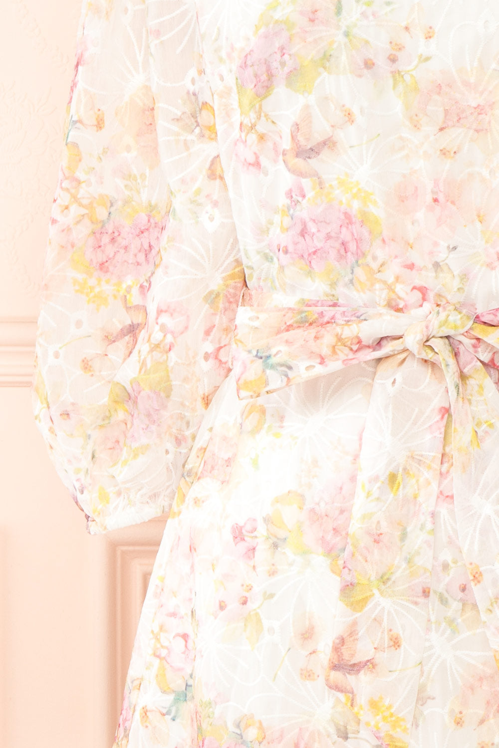 Paratina Short Openwork Floral Dress | Boutique 1861  sleeve