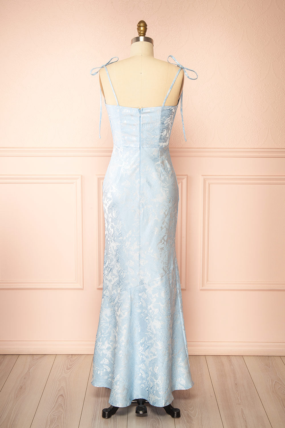 Parisia Blue Textured Maxi Mermaid Dress | Boutique 1861 back view