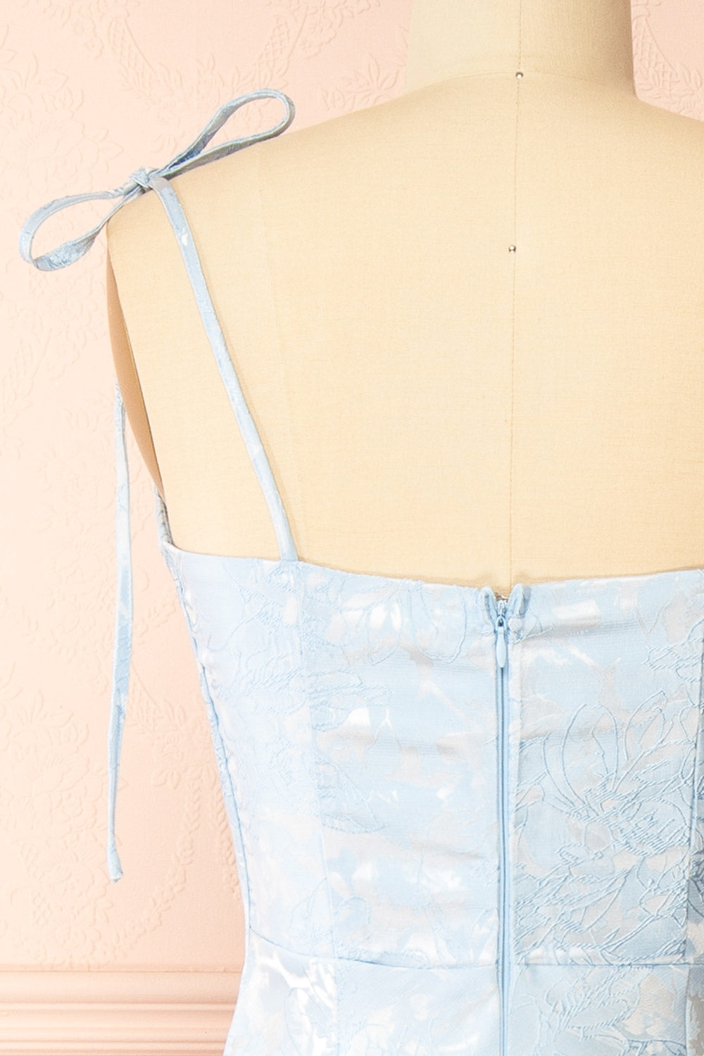 Parisia Blue Textured Maxi Mermaid Dress | Boutique 1861 back