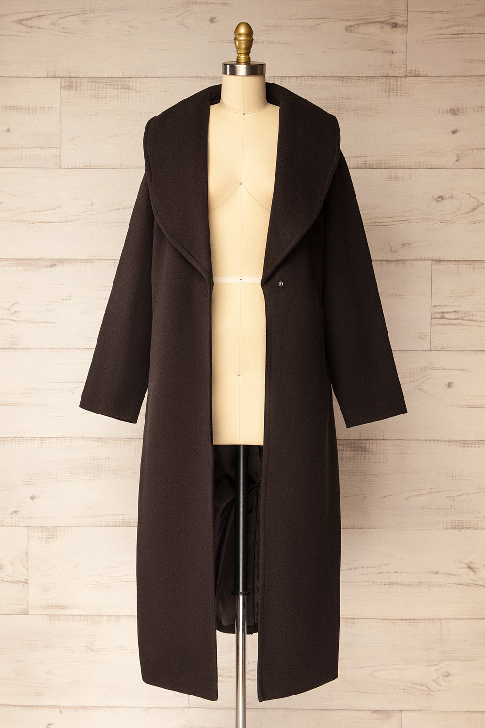 Parma Long Brown Coat with Belt | La petite garçonne open view