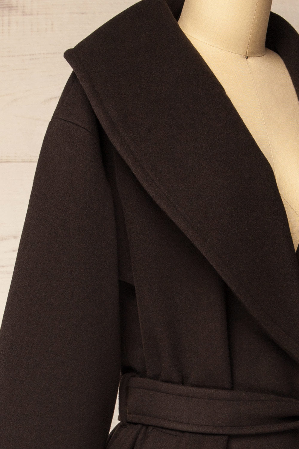 Parma Long Brown Coat with Belt | La petite garçonne side