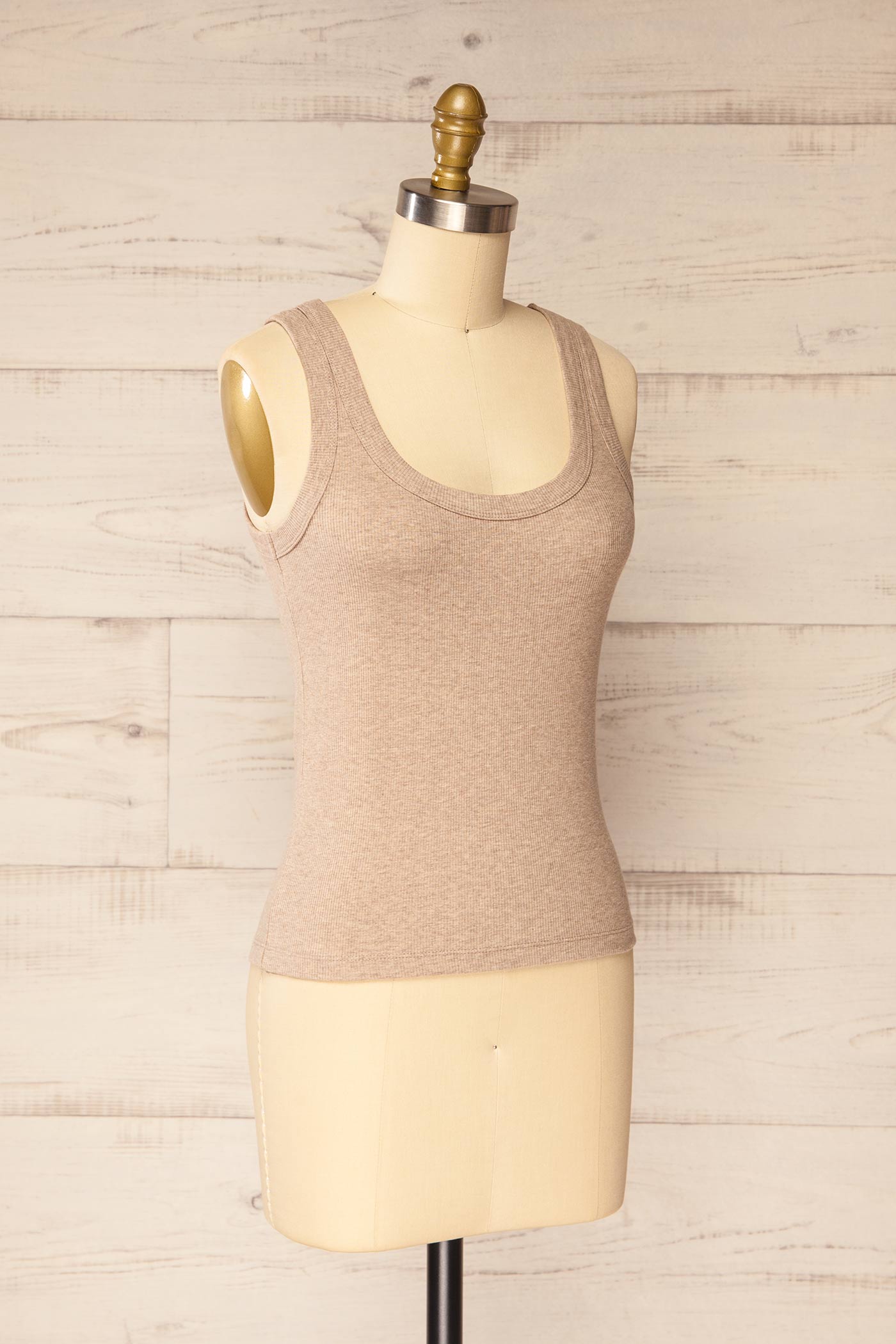 Parphelie Taupe Ribbed Tank Top | La petite garçonne side 