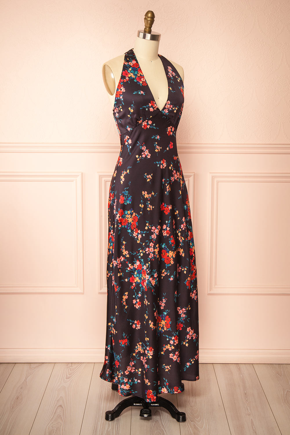 Patrice | Robe Maxi Floral avec Encolure Licou