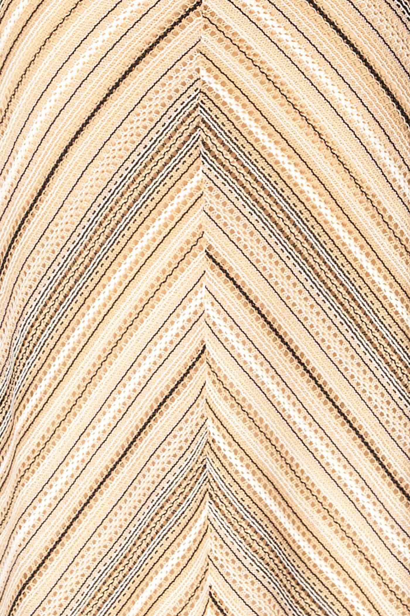 Pavia Beige Multi Chevron Stripe Pointelle Crochet Midi Dress | La petite garçonne fabric 
