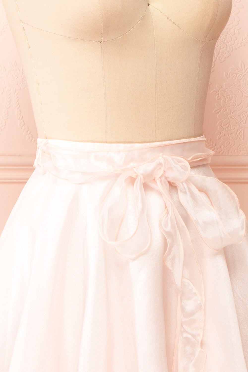Pearla Short Pink Skirt w/ Flounce Belt | Boutique 1861 side close-up
