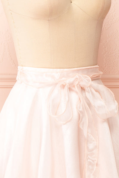 Pearla Short Pink Skirt w/ Flounce Belt | Boutique 1861 side close-up