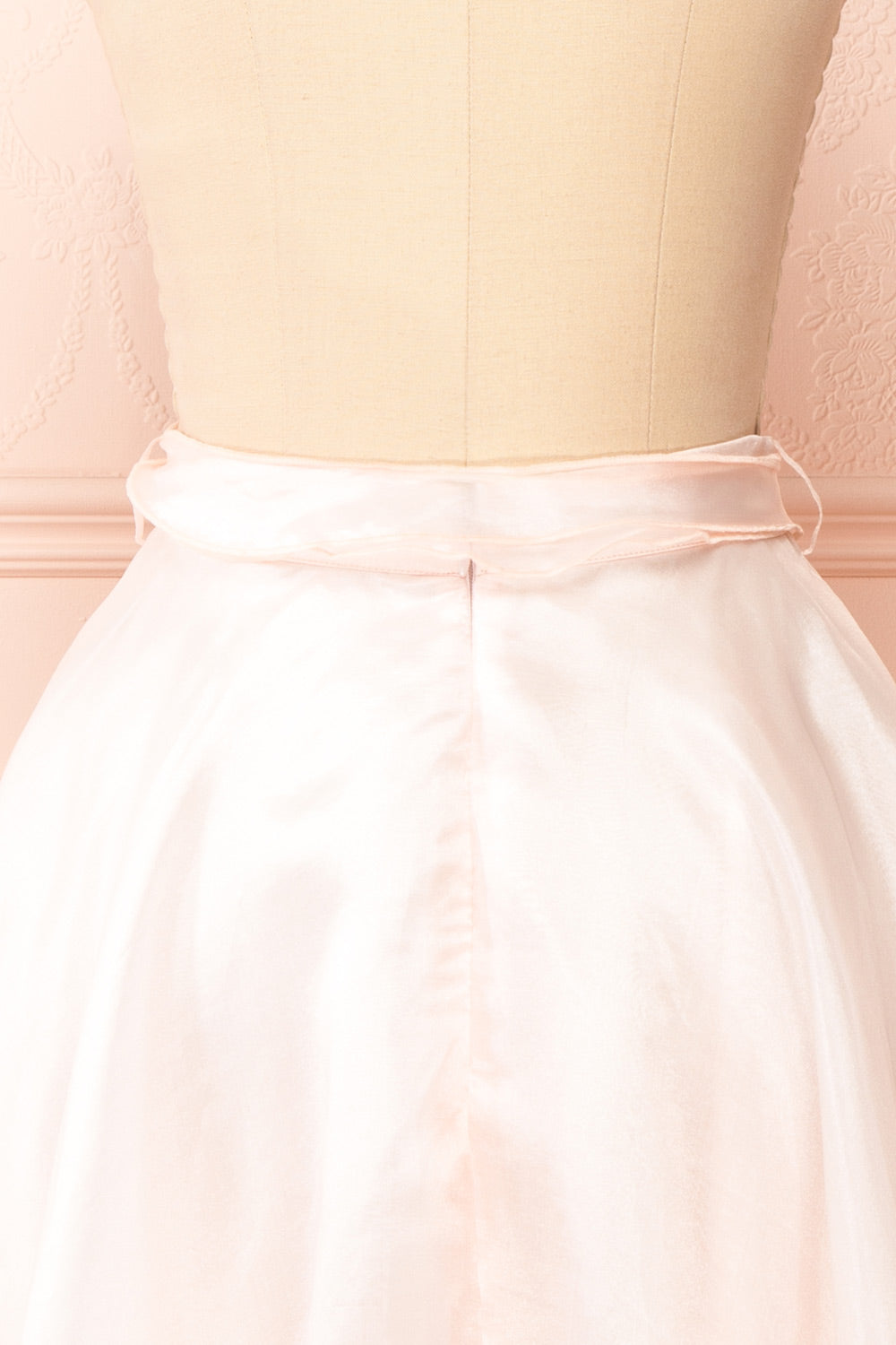 Pearla Short Pink Skirt w/ Flounce Belt | Boutique 1861 back close-up